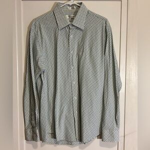 Linea Dome long sleeve blue green stripes button down men’s shirt size 16.5